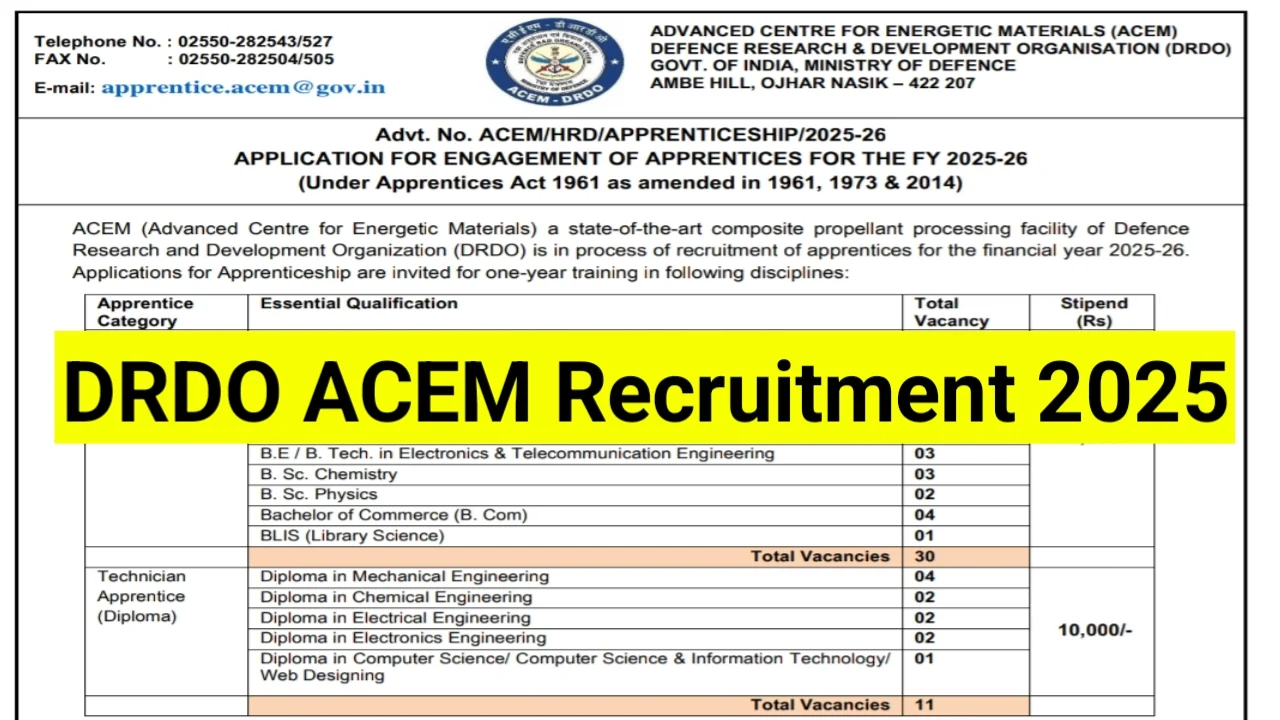 DRDO-ACEM-Recruitment-2025